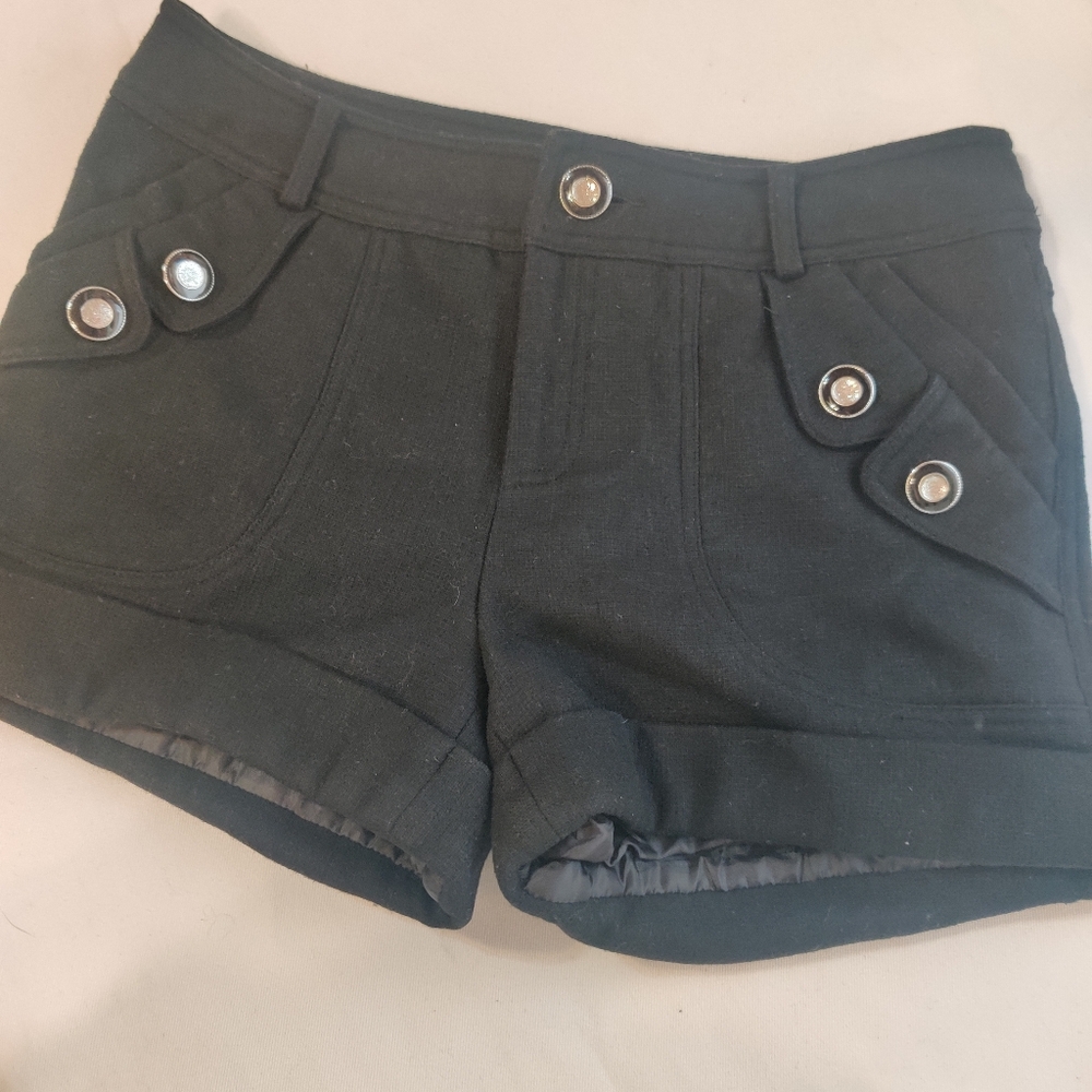 Wool Black Cuff Shorts Size L